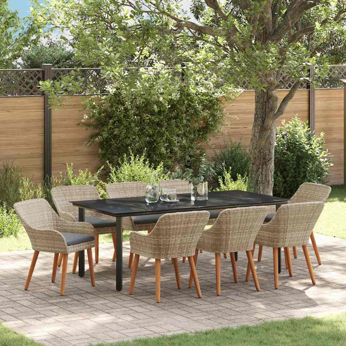 Set de dining 9 pcs Gri deschis și Negru 200x100x74 cm - WALTI WALTI