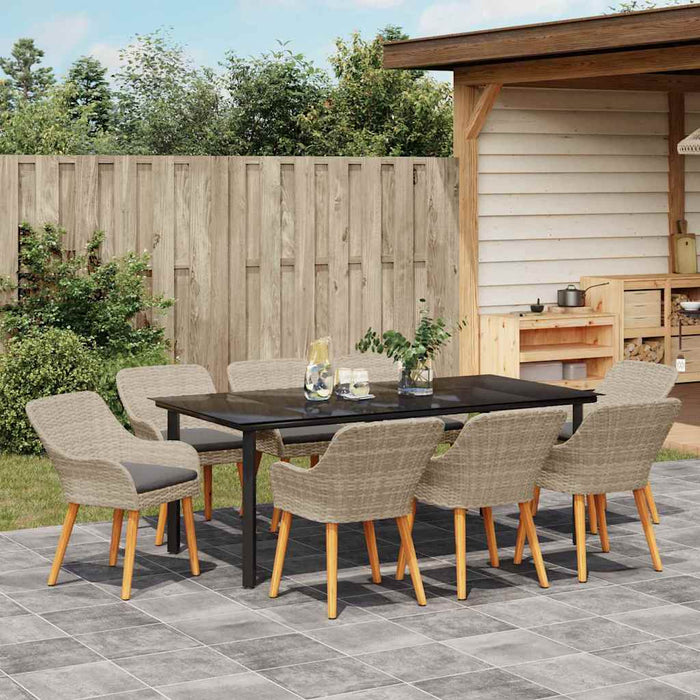Set de dining 9 pcs Gri deschis și Negru 200x100x74 cm - WALTI WALTI
