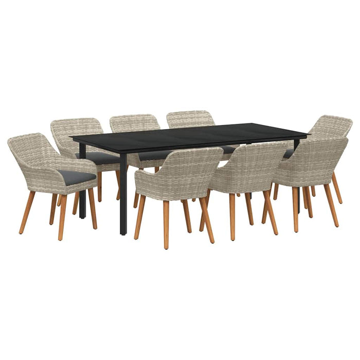 Set de dining 9 pcs Gri deschis și Negru 200x100x74 cm - WALTI WALTI