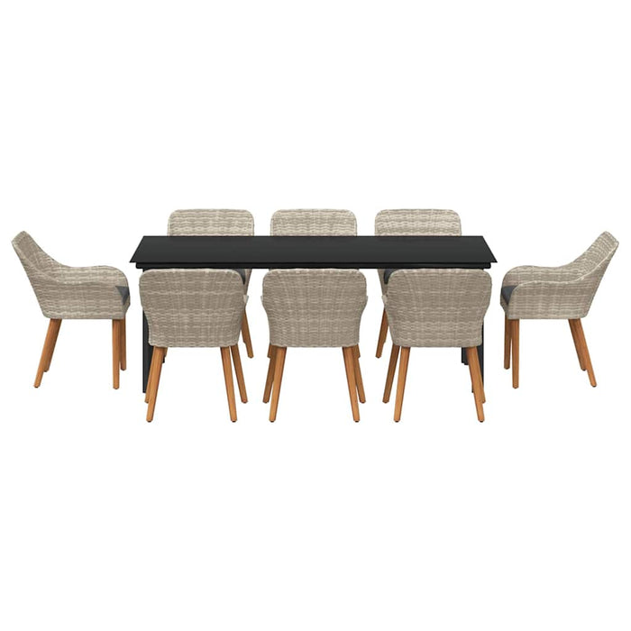 Set de dining 9 pcs Gri deschis și Negru 200x100x74 cm - WALTI WALTI