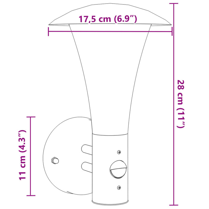 Lampă de perete exterior cu senzor, argintiu, oțel inoxidabil - WALTI WALTI