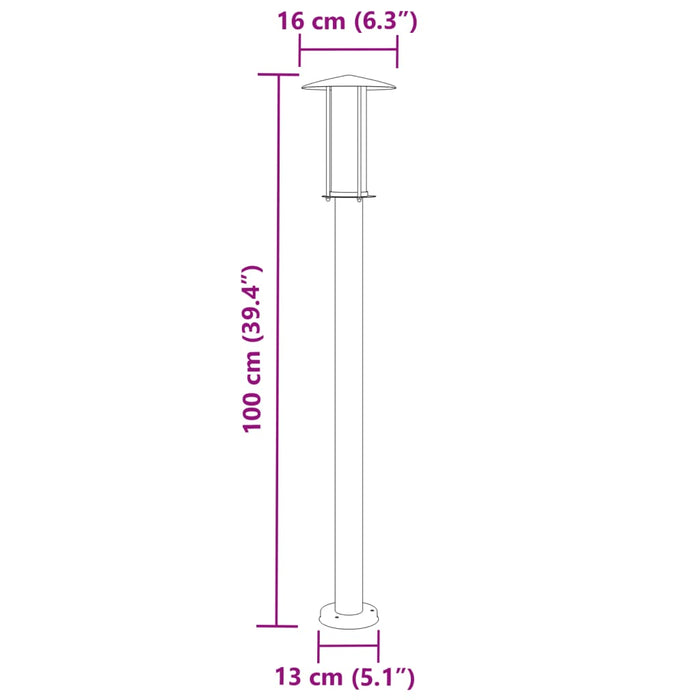 Lampă exterioară de podea, argintiu, 100 cm, oțel inoxidabil - WALTI WALTI