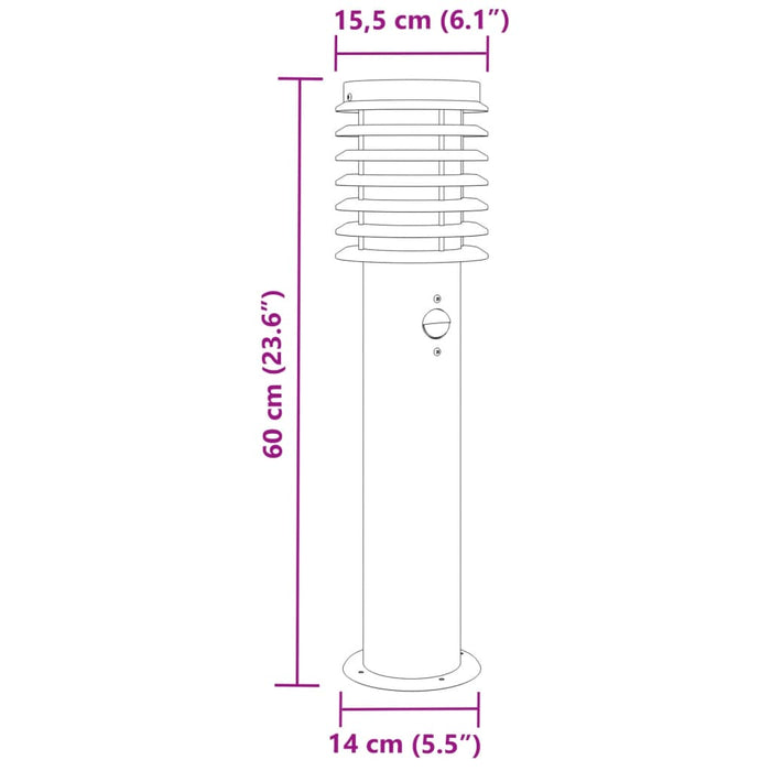 Lampă exterioară de podea cu senzor argintiu, 60 cm, oțel inox - WALTI WALTI