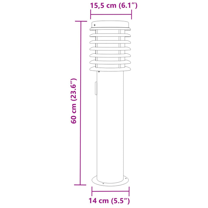 Lămpi de podea de exterior 3 buc argintiu 60 cm oțel inoxidabil - WALTI WALTI