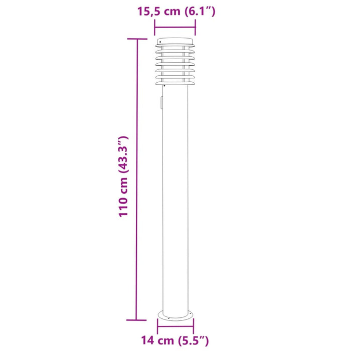 Lampă de podea de exterior cu priză, argintiu, 110cm, oțel inox - WALTI WALTI