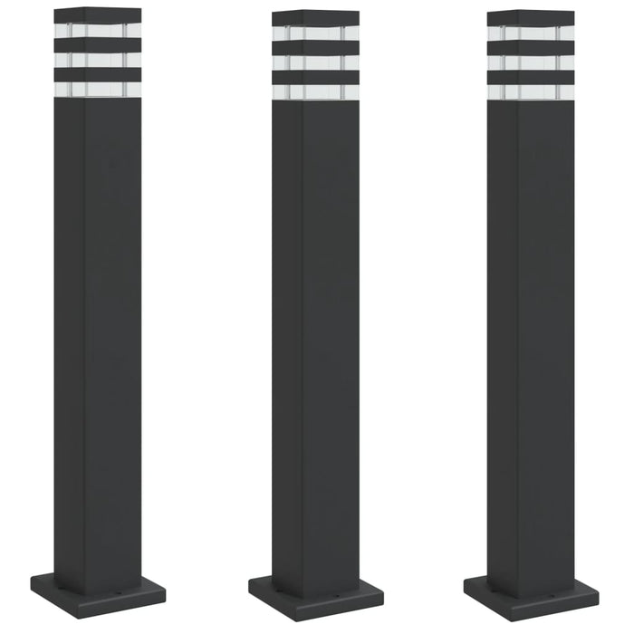 Lămpi de podea de exterior, 3 buc., negru, 80 cm, aluminiu - WALTI WALTI