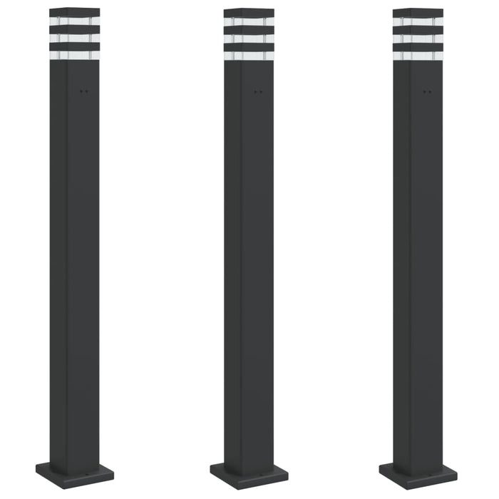 Lămpi exterioare de podea cu priză 3 buc. negru 110 cm aluminiu - WALTI WALTI
