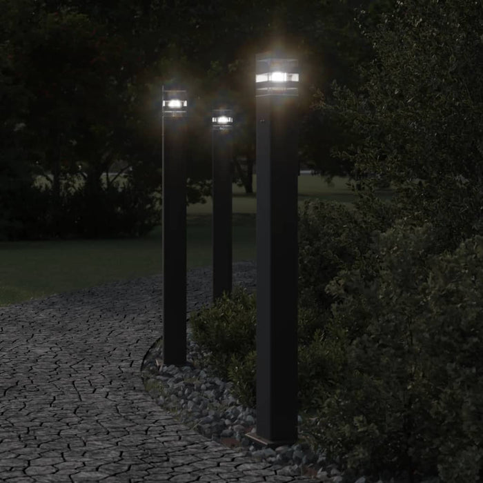Lămpi exterioare de podea cu priză 3 buc. negru 110 cm aluminiu - WALTI WALTI