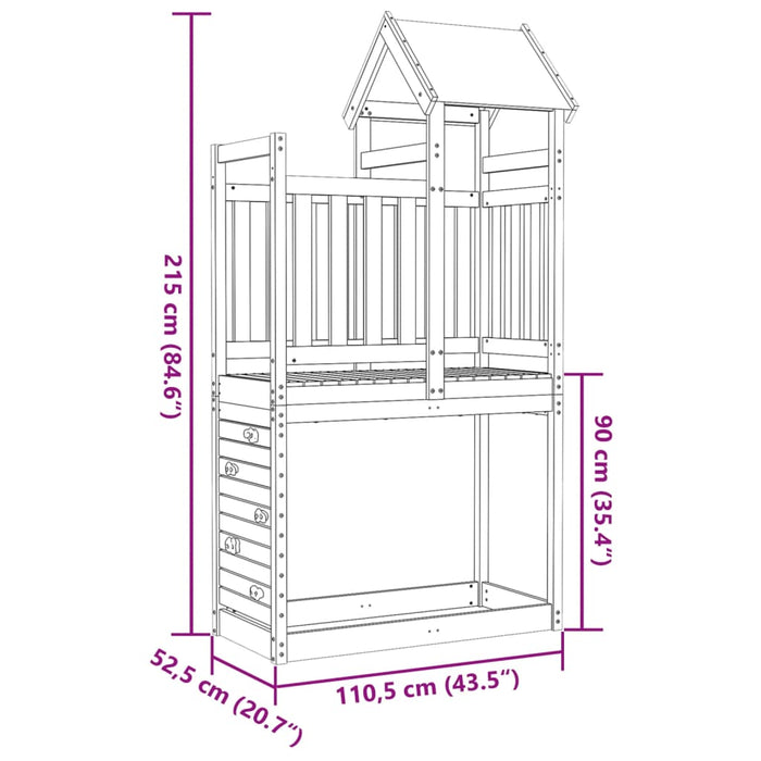 Turn joacă cu perete cățărare 110,5x52,5x215 cm lemn pin tratat - WALTI WALTI