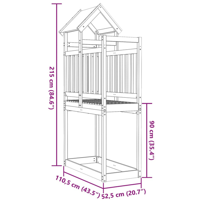 Turn de joacă, 110,5x52,5x215 cm, lemn de pin impregnat - WALTI WALTI