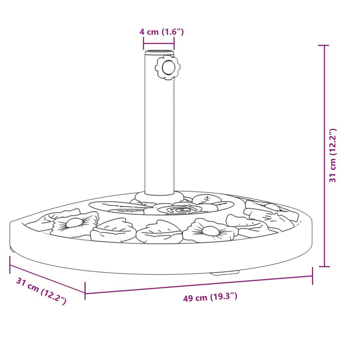 Suport umbrelă pentru stâlpi Ø38 / 48 mm, 9 kg, semi-rotunde - WALTI WALTI