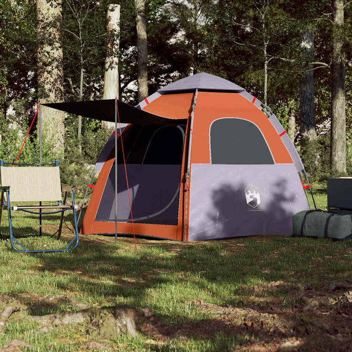 Cort camping cabană 4 persoane gri/portocaliu setare rapidă - WALTI WALTI
