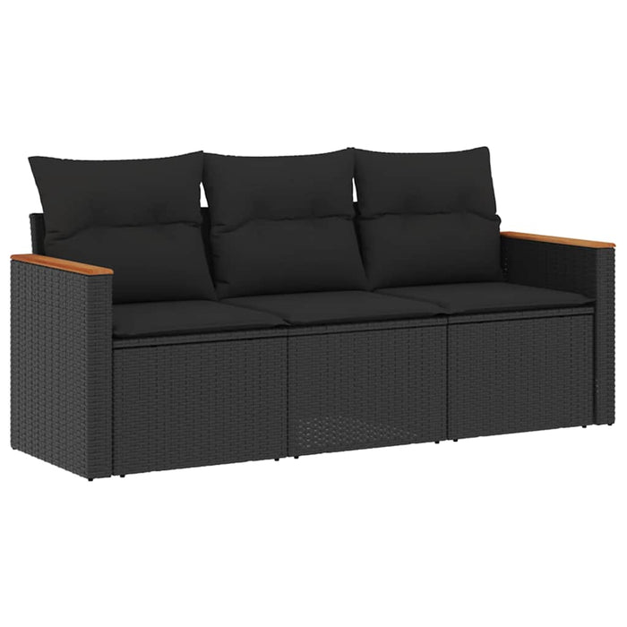 Set mobilier de grădină cu perne, 3 piese, negru, poliratan - WALTI WALTI
