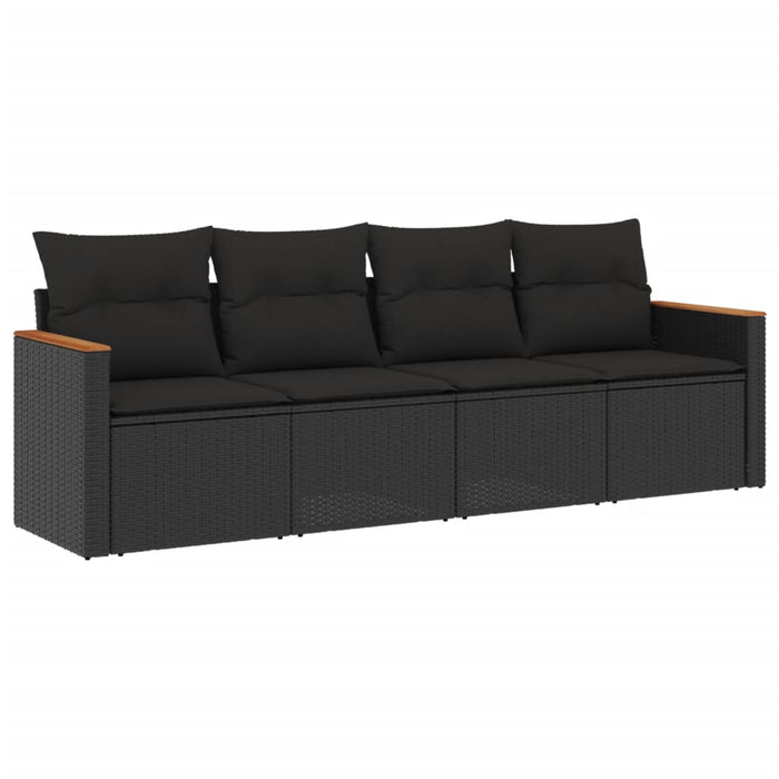 Set mobilier de grădină cu perne, 4 piese, negru, poliratan - WALTI WALTI