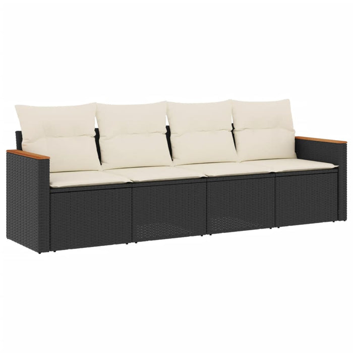 Set mobilier de grădină cu perne, 4 piese, negru, poliratan - WALTI WALTI