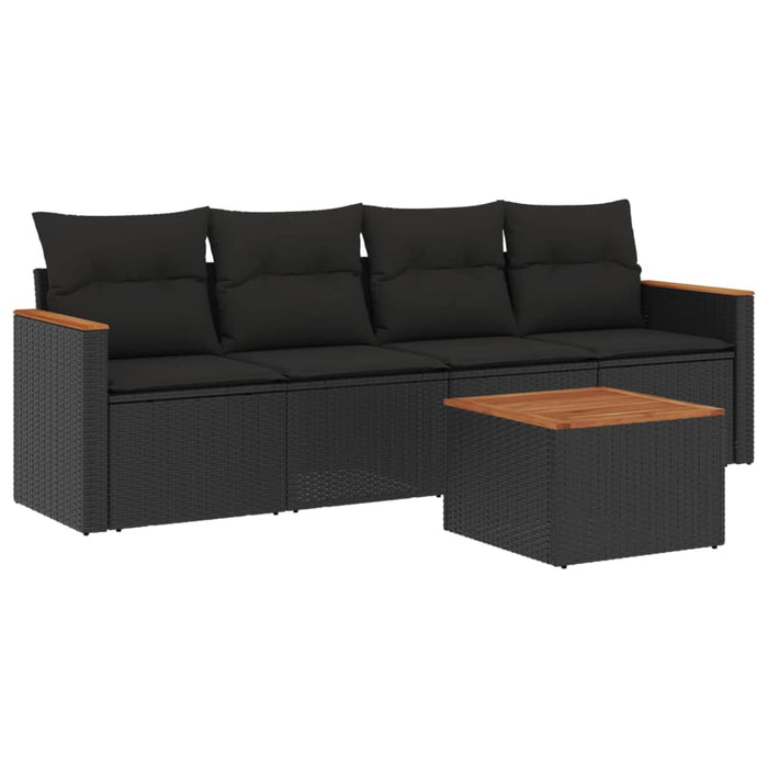 Set mobilier de grădină cu perne, 5 piese, negru, poliratan - WALTI WALTI