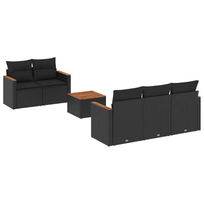 Set mobilier de grădină cu perne, 6 piese, negru, poliratan - WALTI WALTI