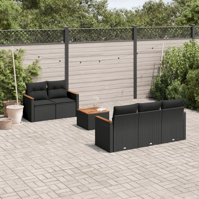 Set mobilier de grădină cu perne, 6 piese, negru, poliratan - WALTI WALTI