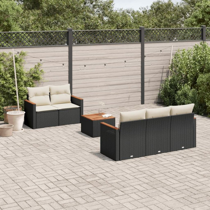 Set mobilier de grădină cu perne, 6 piese, negru, poliratan - WALTI WALTI