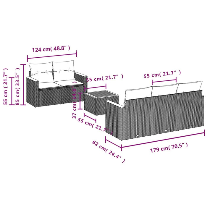 Set mobilier grădină cu perne, 6 piese, gri, poliratan - WALTI WALTI