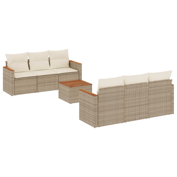 Set canapele de grădină, 7 piese, cu perne, bej, poliratan WALTI