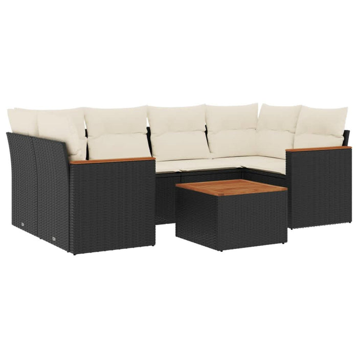 Set canapele de grădină cu perne, 7 piese, negru, poliratan - WALTI WALTI