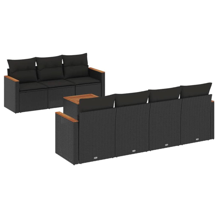 Set mobilier de grădină cu perne, 8 piese, negru, poliratan - WALTI WALTI