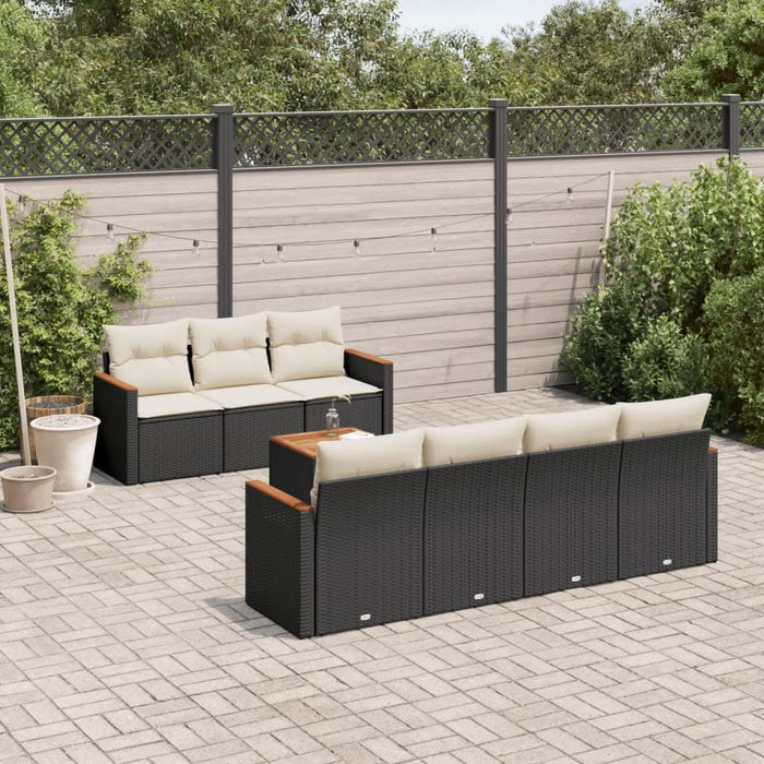 Set mobilier de grădină cu perne, 8 piese, negru, poliratan - WALTI WALTI
