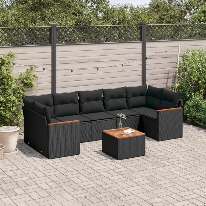 Set mobilier de grădină cu perne, 8 piese, negru, poliratan - WALTI WALTI