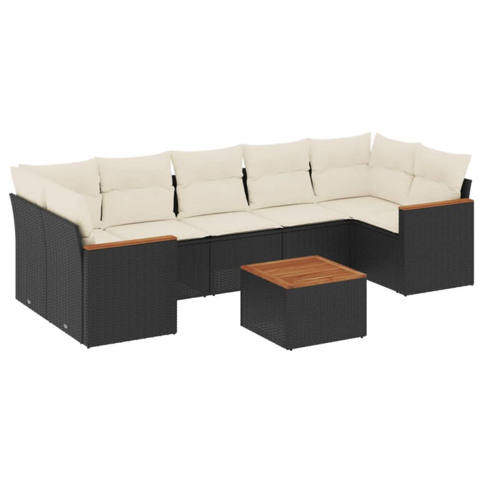 Set mobilier de grădină cu perne, 8 piese, negru, poliratan - WALTI WALTI