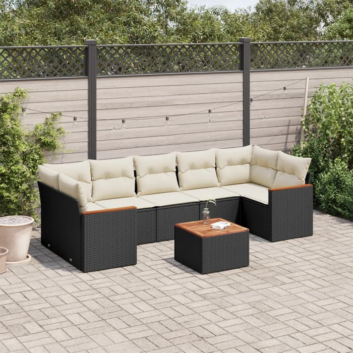 Set mobilier de grădină cu perne, 8 piese, negru, poliratan - WALTI WALTI