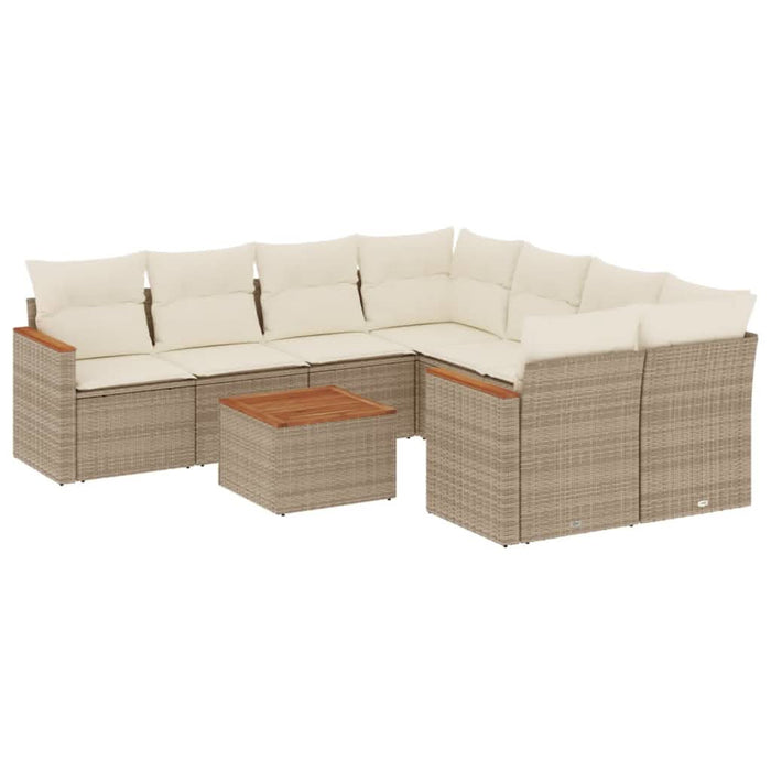 Set canapele de grădină, 9 piese, cu perne, bej, poliratan - WALTI WALTI