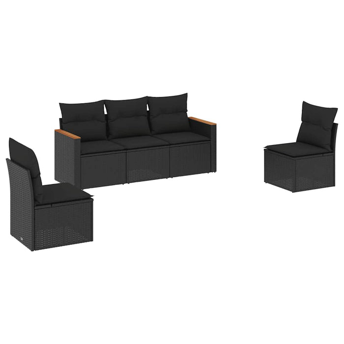 Set mobilier de grădină cu perne, 5 piese, negru, poliratan - WALTI WALTI