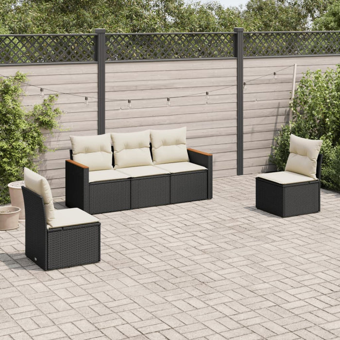 Set mobilier de grădină cu perne, 5 piese, negru, poliratan - WALTI WALTI
