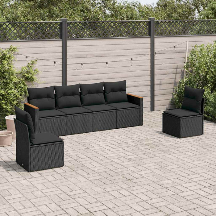 Set mobilier de grădină cu perne, 6 piese, negru, poliratan - WALTI WALTI