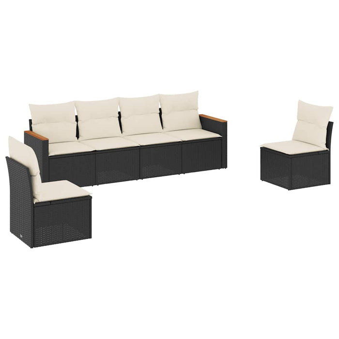 Set mobilier de grădină cu perne, 6 piese, negru, poliratan - WALTI WALTI