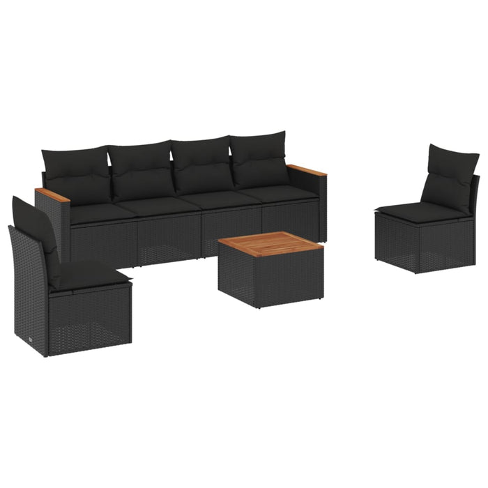 Set canapele de grădină cu perne, 7 piese, negru, poliratan - WALTI WALTI
