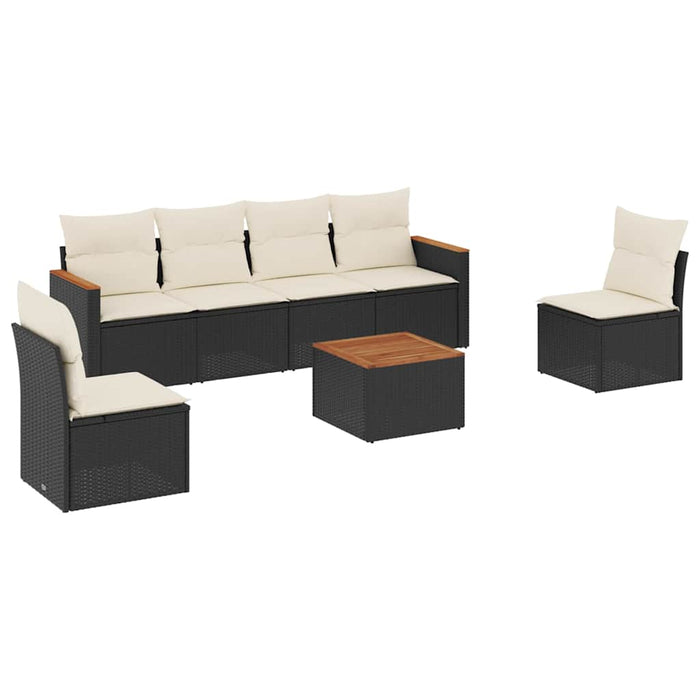 Set canapele de grădină cu perne, 7 piese, negru, poliratan - WALTI WALTI