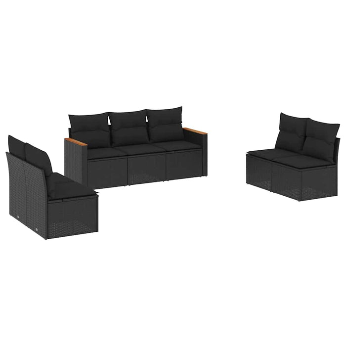 Set canapele de grădină cu perne, 7 piese, negru, poliratan - WALTI WALTI