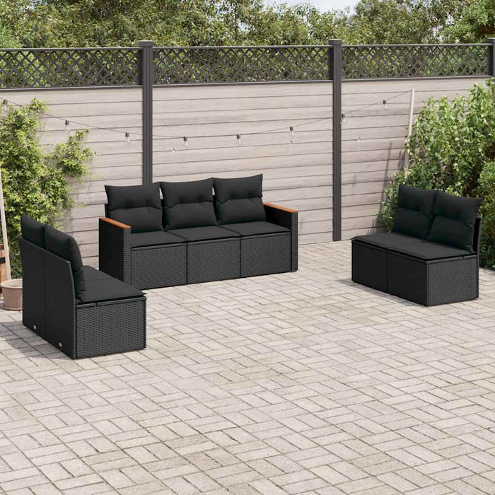 Set canapele de grădină cu perne, 7 piese, negru, poliratan - WALTI WALTI