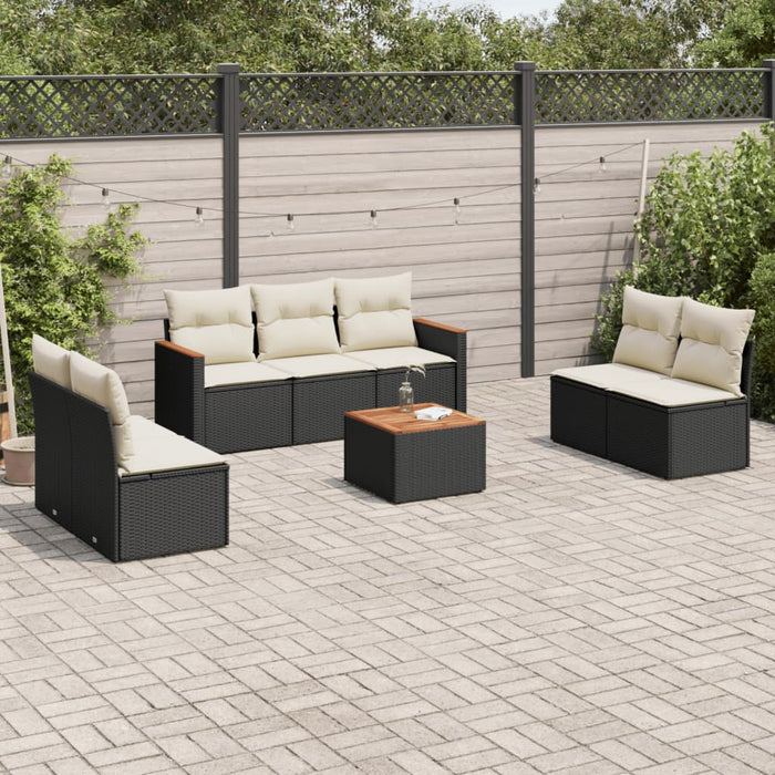Set mobilier de grădină cu perne, 8 piese, negru, poliratan - WALTI WALTI