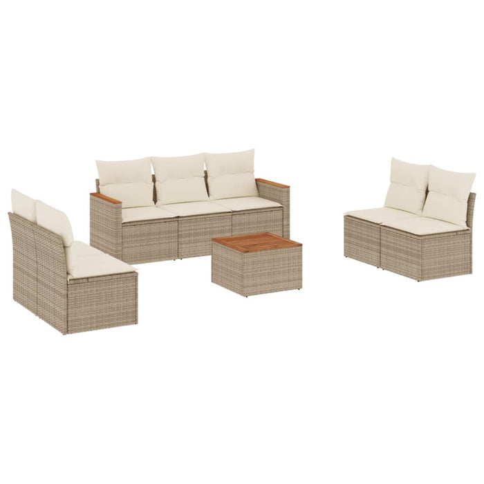 Set canapele de grădină, 8 piese, cu perne, bej, poliratan WALTI