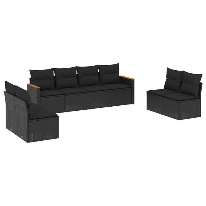 Set mobilier de grădină cu perne, 8 piese, negru, poliratan - WALTI WALTI