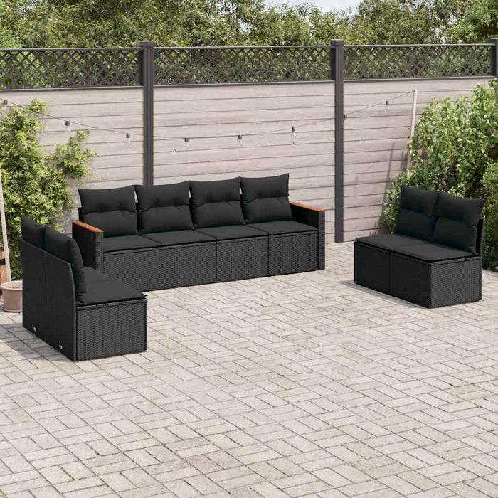 Set mobilier de grădină cu perne, 8 piese, negru, poliratan - WALTI WALTI