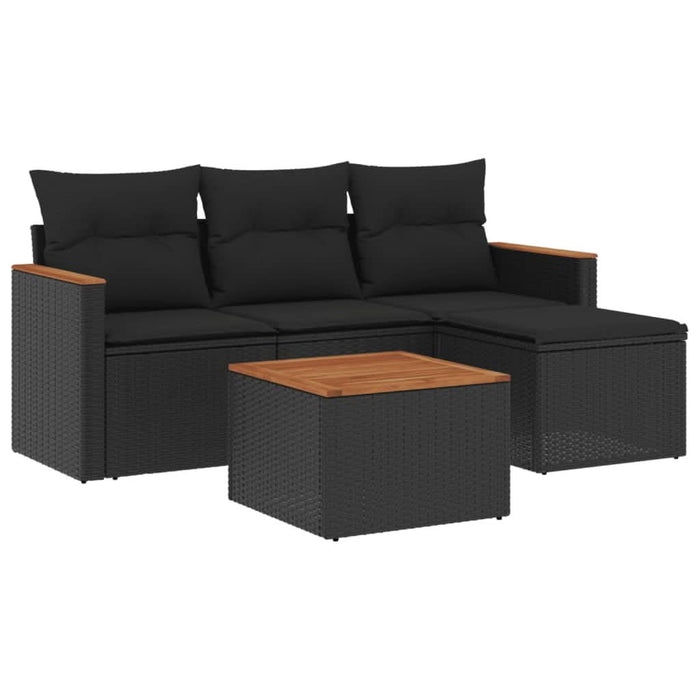 Set mobilier de grădină cu perne, 5 piese, negru, poliratan - WALTI WALTI
