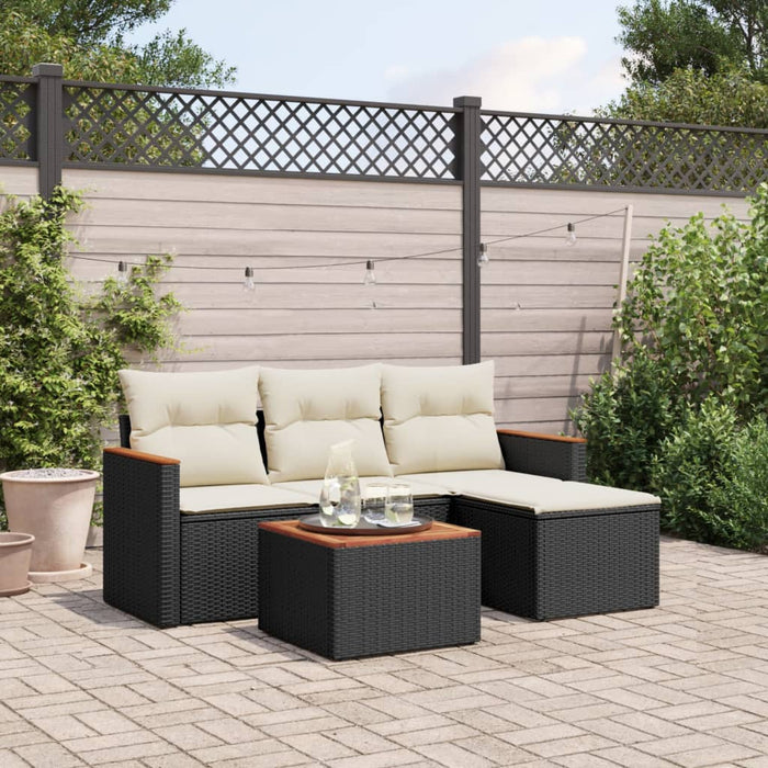 Set mobilier de grădină cu perne, 5 piese, negru, poliratan - WALTI WALTI