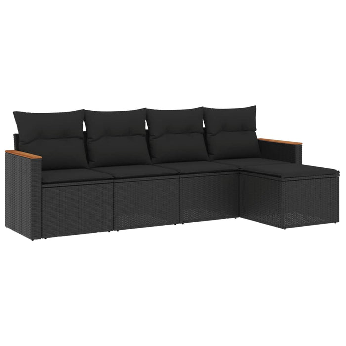 Set mobilier de grădină cu perne, 5 piese, negru, poliratan - WALTI WALTI