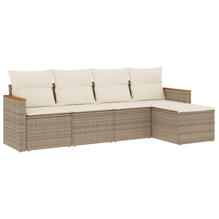 Set canapele de grădină cu perne, 5 piese, bej, poliratan WALTI