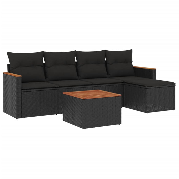 Set mobilier de grădină cu perne, 6 piese, negru, poliratan - WALTI WALTI
