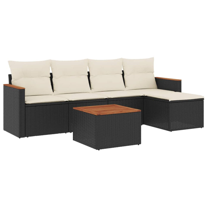 Set mobilier de grădină cu perne, 6 piese, negru, poliratan - WALTI WALTI